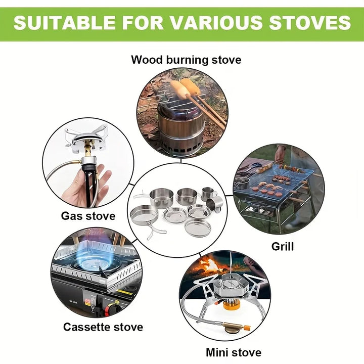 8Pcs Camping Cookware Set Outdoor Pot Set tainless Steel Cooking Pots and Pans Set for Hiking Tourist Dishes Picnic Equipment - Eagle 