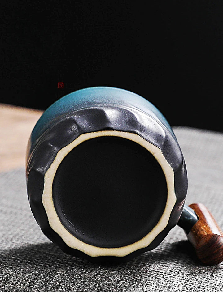 Creative Handmade Exquisite Coffee Cup Vintage Coffee Cup With Wooden Handle Mug Cups Mugs Drinkware Kitchen Dining Bar Home - Eagle 