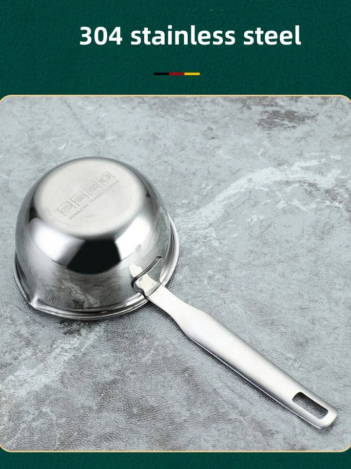 1Pcs Stainless Steel Oil Pot Wooden/Steel Handle Mini Soup Milk Pots Thicken Small Saucepan Cooking Tools Kitchen Accessories - Eagle 